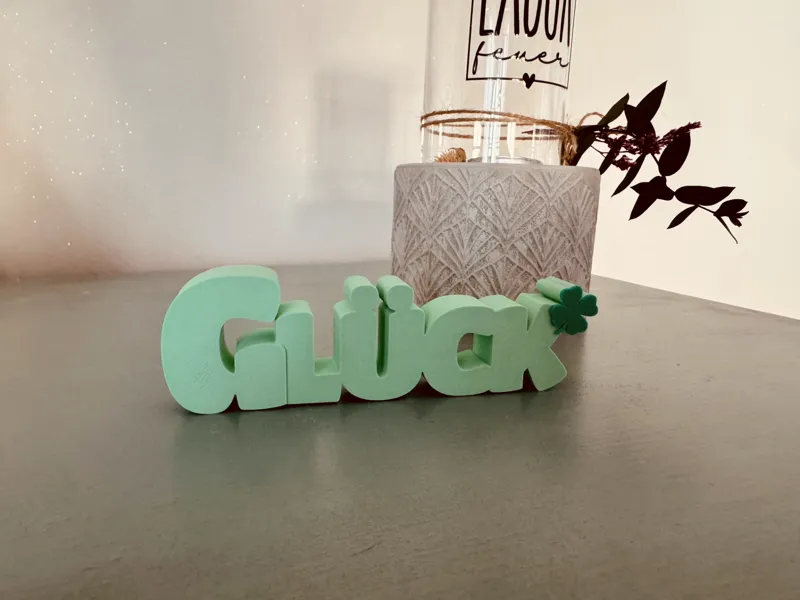 Schriftzug Text Glück