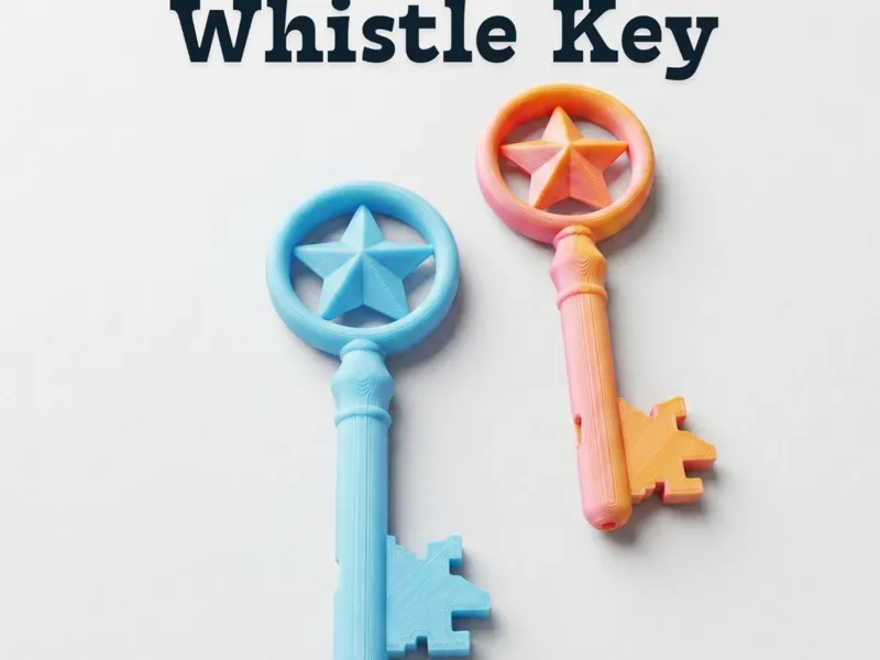 Whistle Key Keyring Print in Place Magical Key 