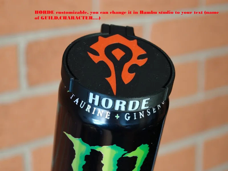 World of Warcraft HORDE can lid - customizable