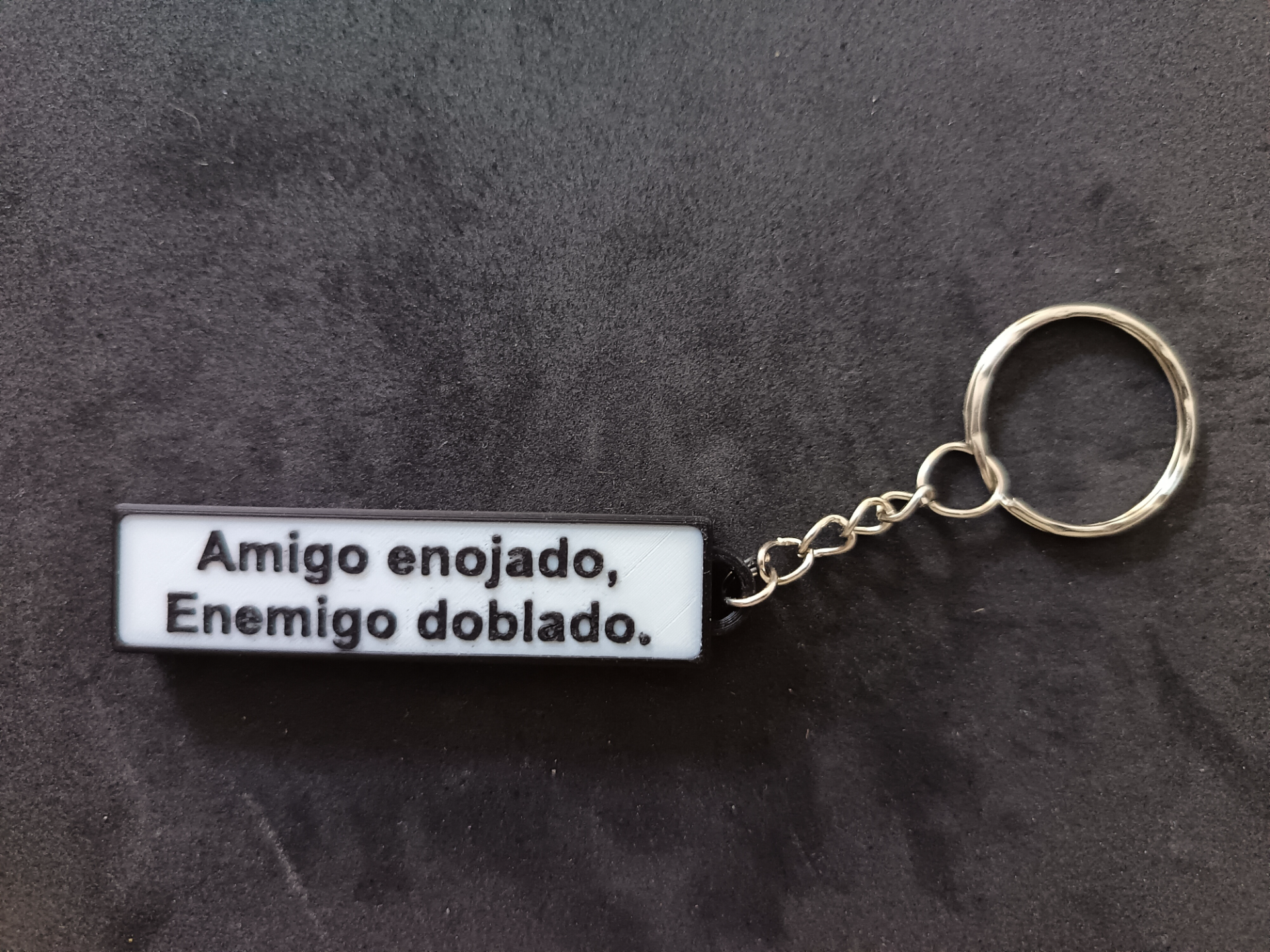 Llavero-Refrán:" Amigo enojado, enemigo doblado"