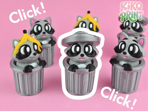 Objeto manipulable: Raccoon Trash Bin Panda Clicker — referencia de MakerWorld
