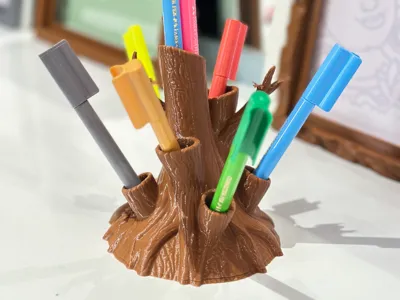 PEN PENCIL HOLDER -TREE STUMP STAND-5h29m PLA 123g