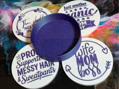 Mom Coasters set of 4 with holder