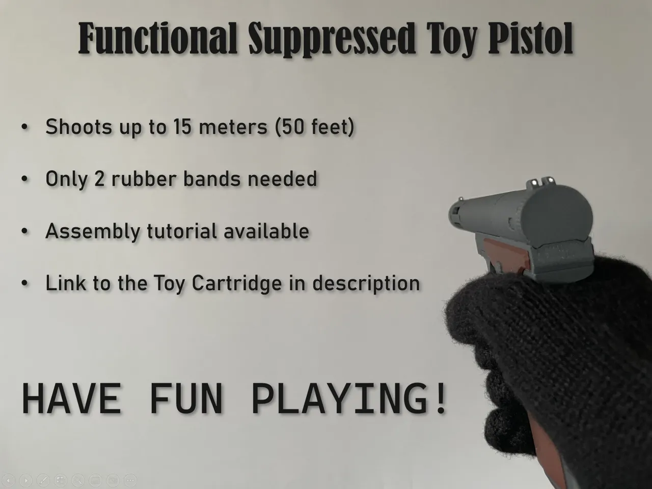 Functional Suppressed Toy Pistol view 2