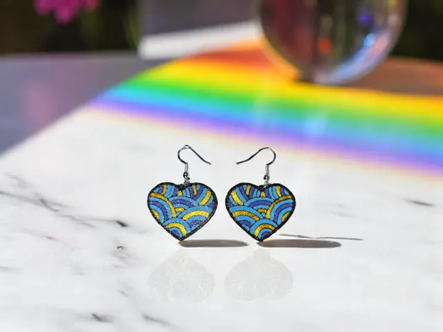 Rainbow heart earrings