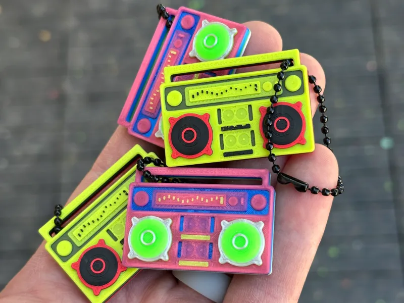 Retro BOOMBOX Keychain - 4 Color No waste!