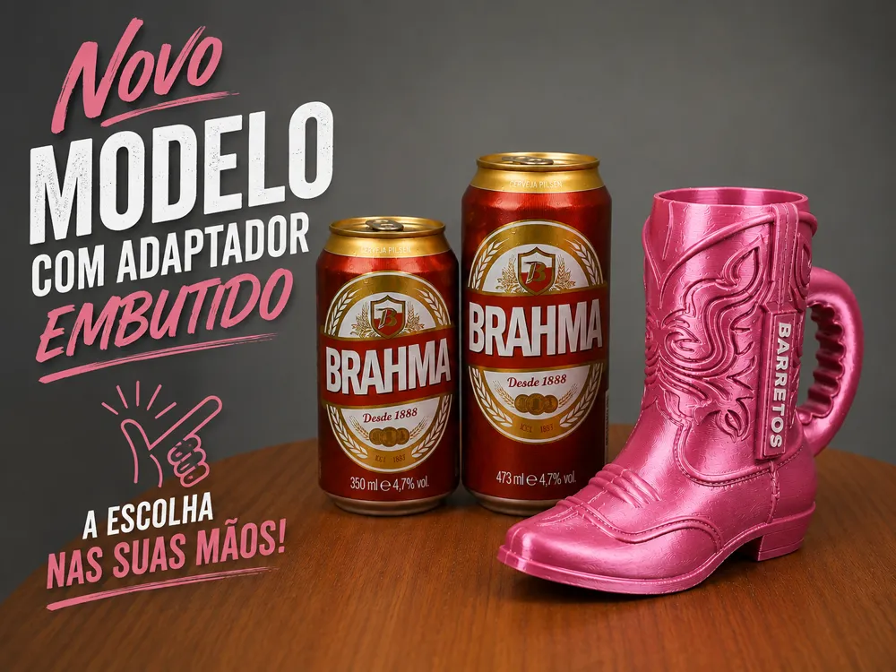 Soporte: Bota Porta Lata Latão Copo Stanley Barretos. Referencia del modelo original.