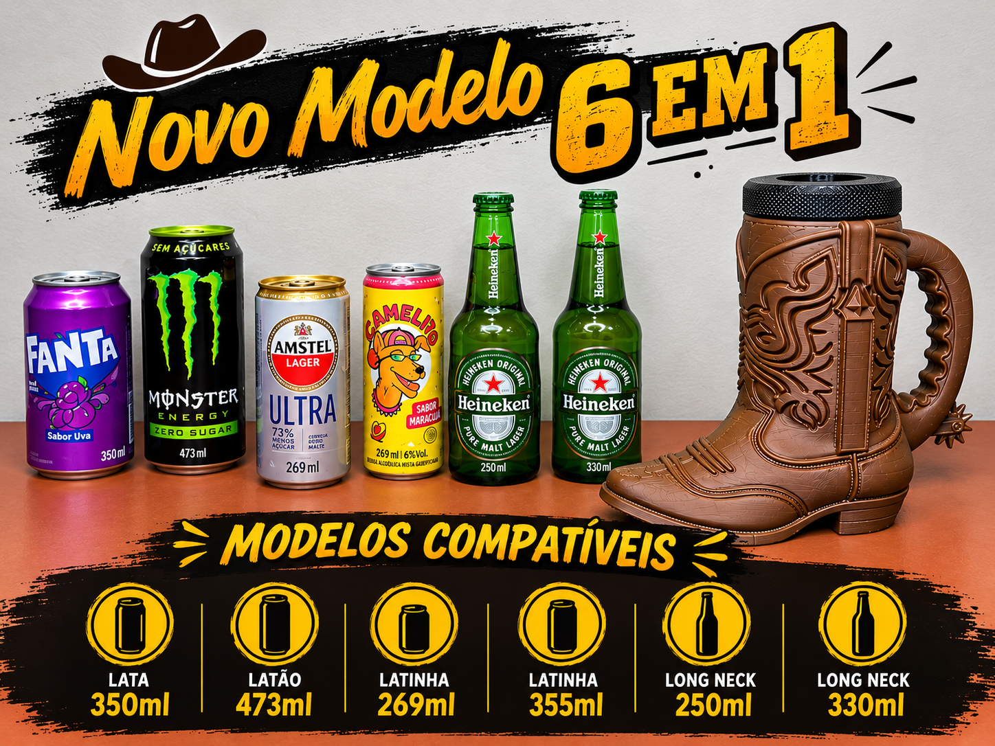 Bota porta lata 6 em 1