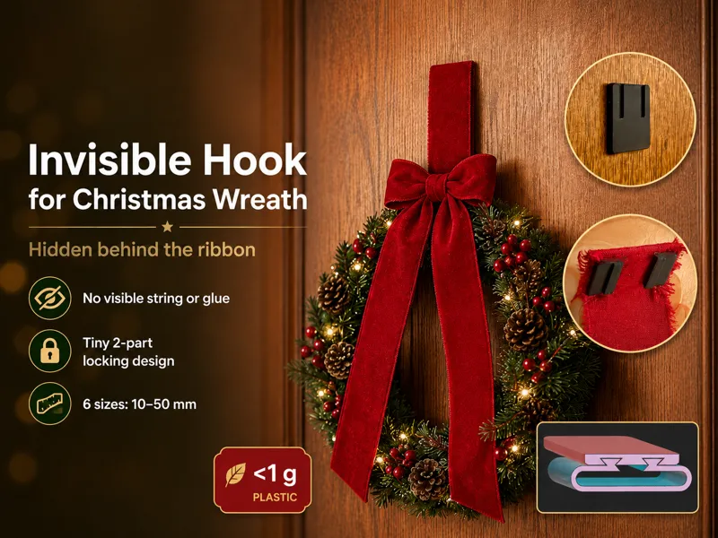 Invisible hook for a Christmas door wreath