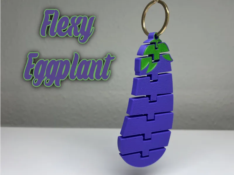 Flexy Eggplant Keychain - Flexible Fidget Toy