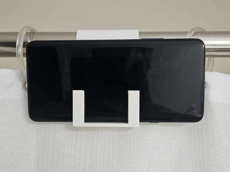 Minimalistic Shower Curtain Rod Phone Holder