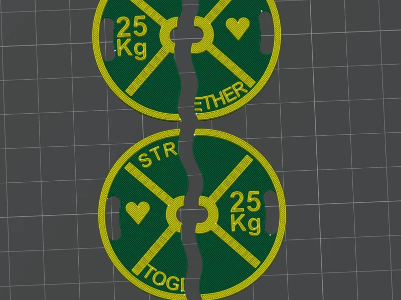 keychain in the shape of a 25kg load