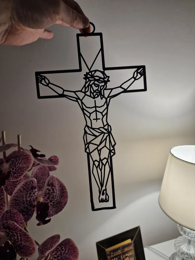 Jesus Geometric Geometric Jesus on Cross – Minimalist Wall Hanging - Free 3D Print ...