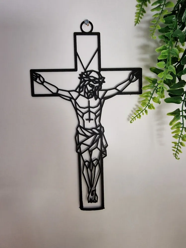 Jesus Geometric Geometric Jesus on Cross – Minimalist Wall Hanging - Free 3D Print ...
