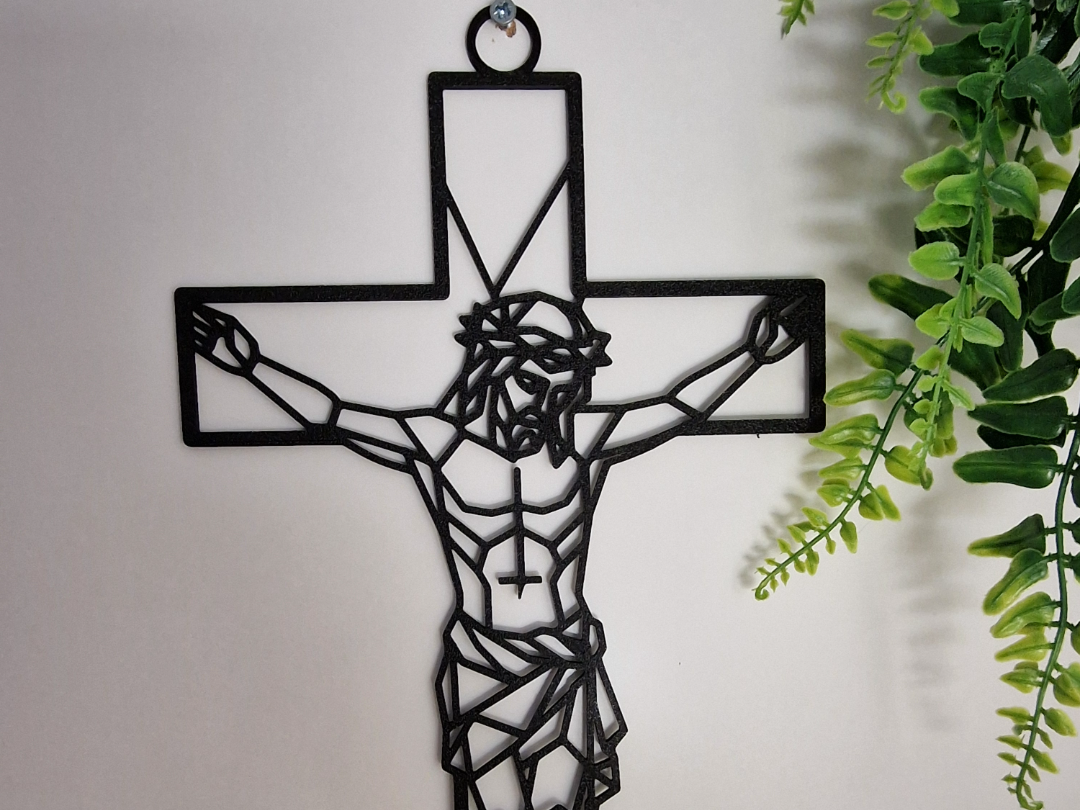 Geometric Jesus on Cross – Minimalist Wall Hanging