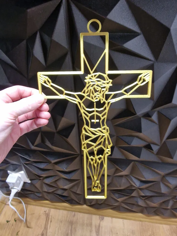 Jesus Geometric Geometric Jesus on Cross – Minimalist Wall Hanging - Free 3D Print ...