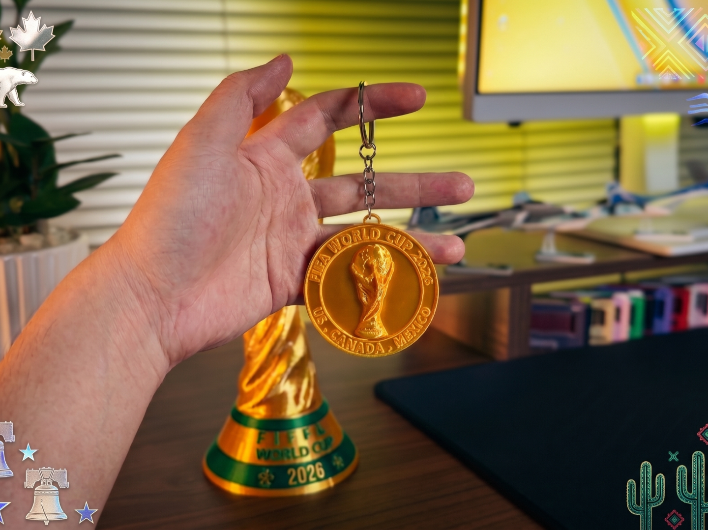 World Cup 2026 Medal gold keychain