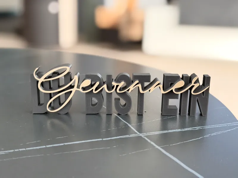 Schriftzug "Du bist ein Gewinner" Geschenk