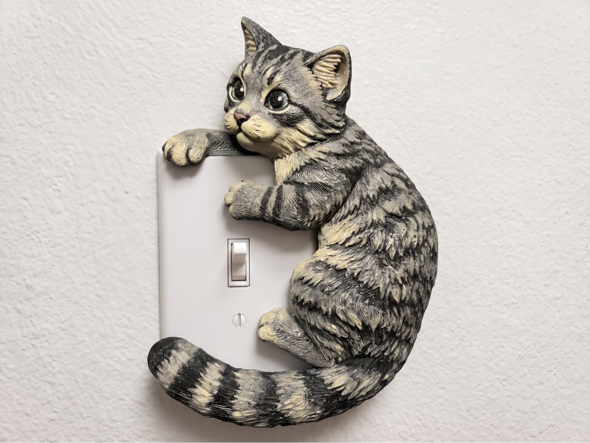 Playful Tabby Cat Light Switch Cover / Hugger - 1