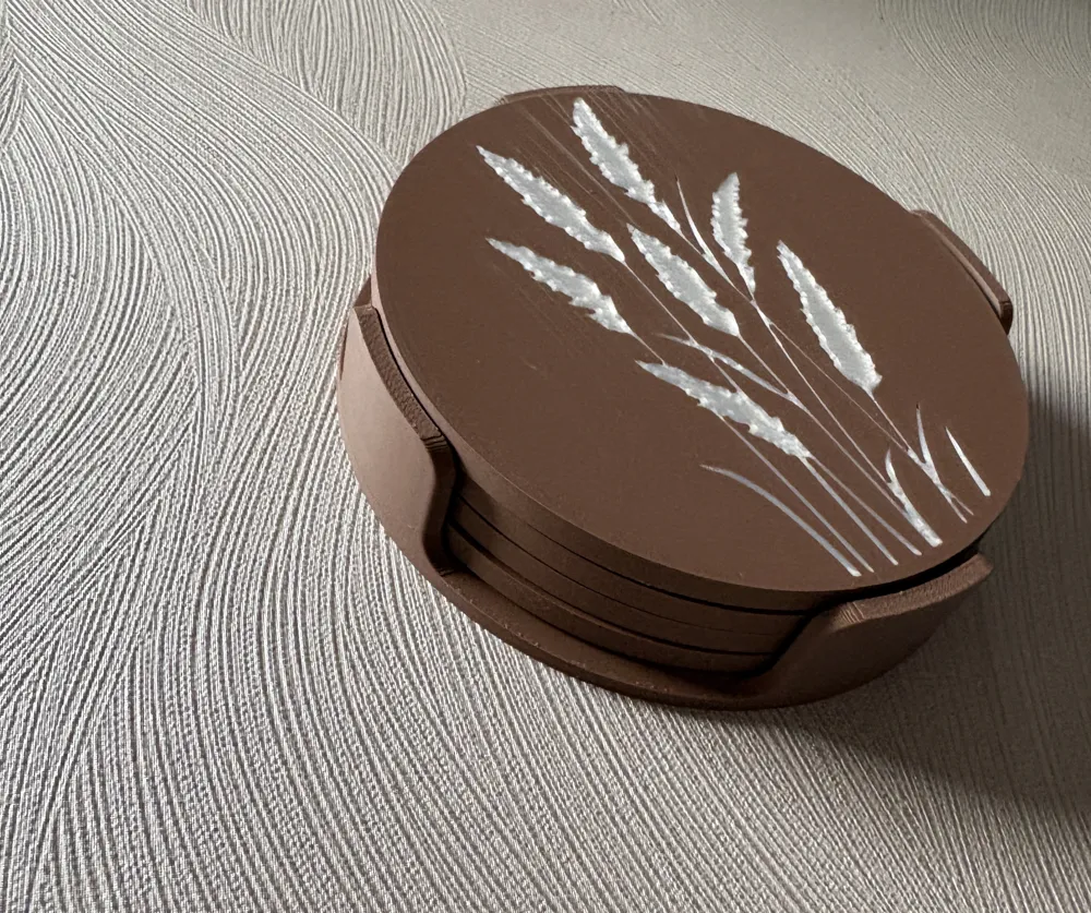 Coaster Set + Holder - Free 3D Print Model - MakerWorld