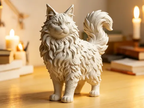 Figura decorativa: Maine Coon Cat | Majestic Feline Sculpture — referencia de MakerWorld