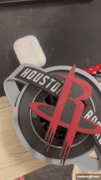 Rockets New Logo 3D Spinner With Cuban Chain