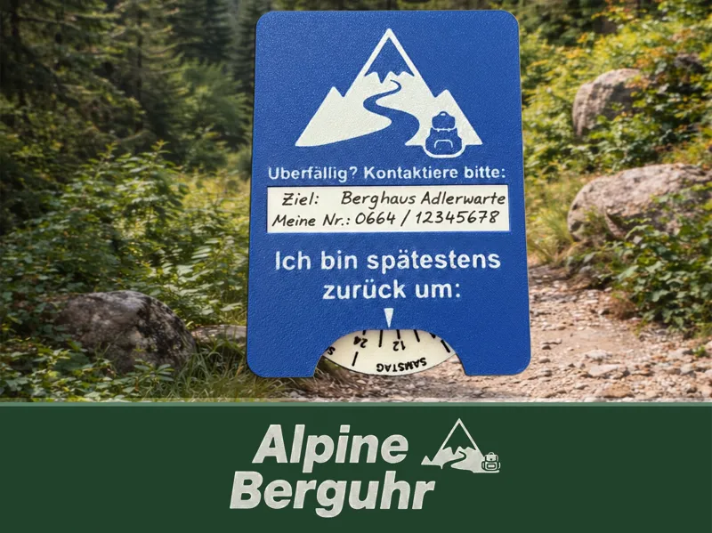 ALPINE BERGUHR: Wanderer - Sicherheits-Parkscheibe