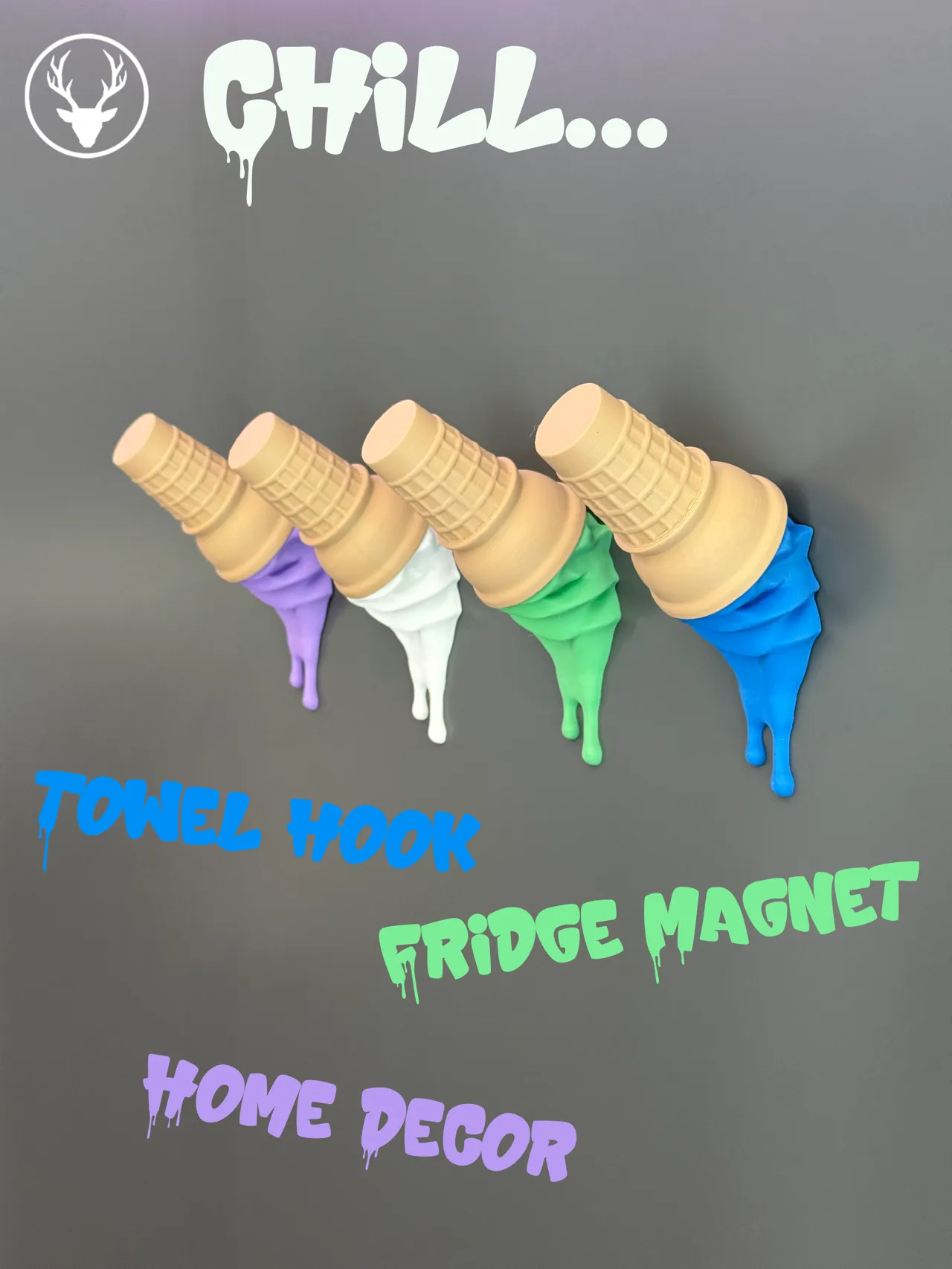 Ice Cream Towel Hook / Fridge Magnet view 2