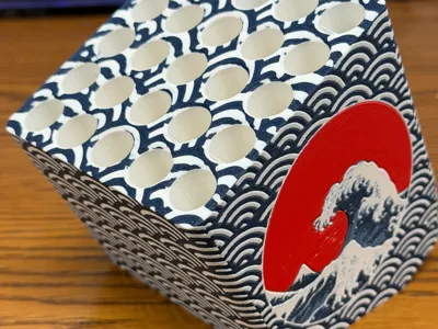 Pen holder for desktop Japan inspired Great Wave