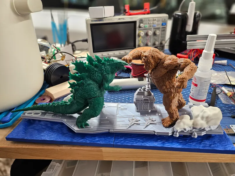Godzilla Vs King Kong on aircraft carrier diorama