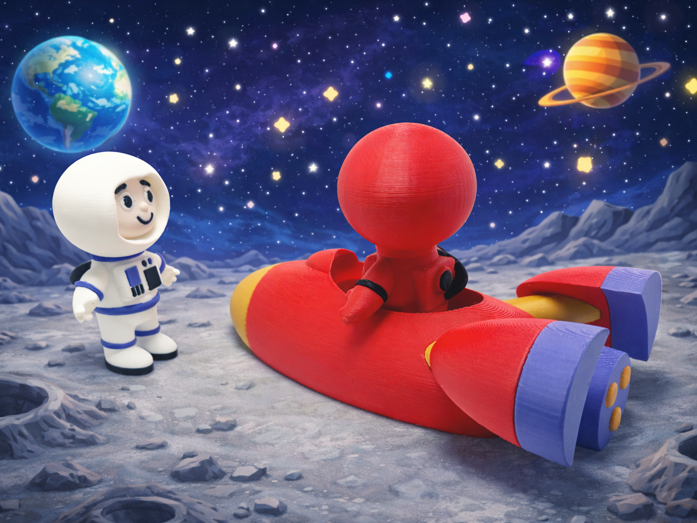 cute spaceman rocket car- fun space toy/desk buddy