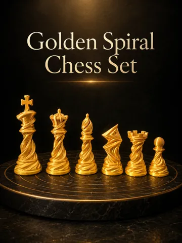 Letrero o emblema decorativo: Golden Spiral Chess Set – Elegant Twisted Chess — vista de referencia 2