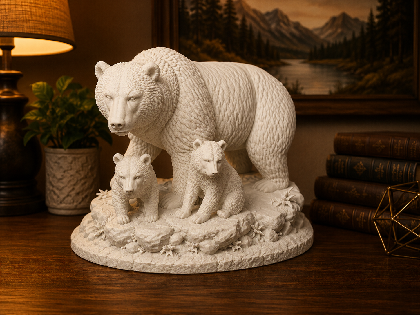 Mother Bear with Cubs – Detailed Wildlife Figurine