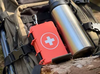 First aid kit box for rugged terrain 