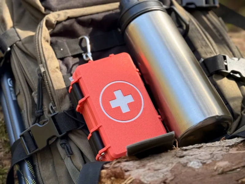 First aid kit box for rugged terrain 
