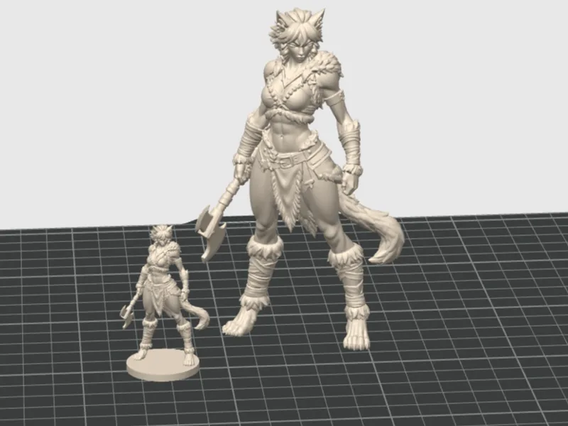 Female Barbaren Neko D&D Miniatur (50 & 120mm)
