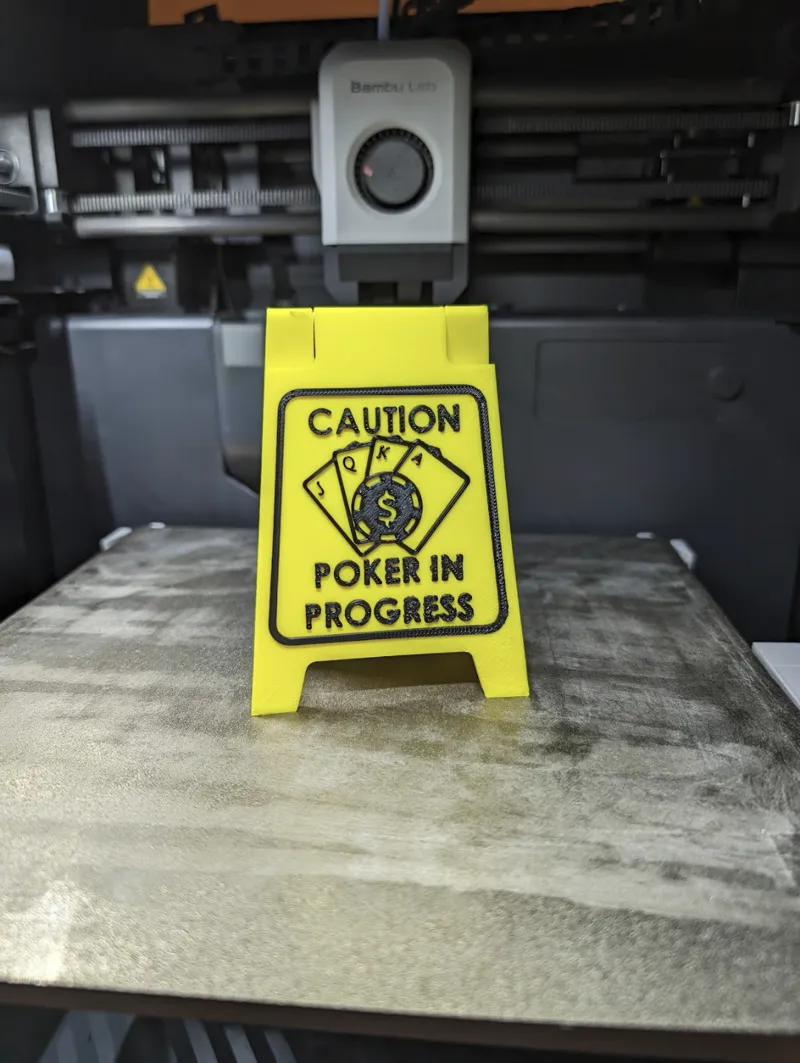 Caution Poker In Progress Wet Floor Sign