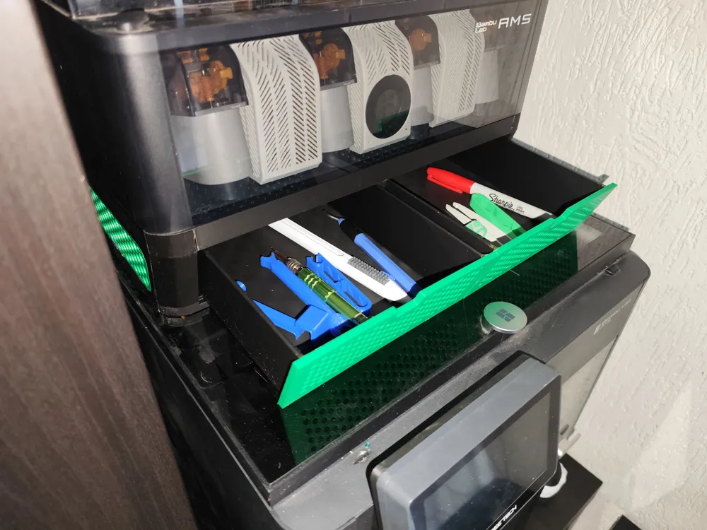 AMS / AMS 2 PRO RISER WITH DRAWERS - Free 3D Print Model - MakerWorld