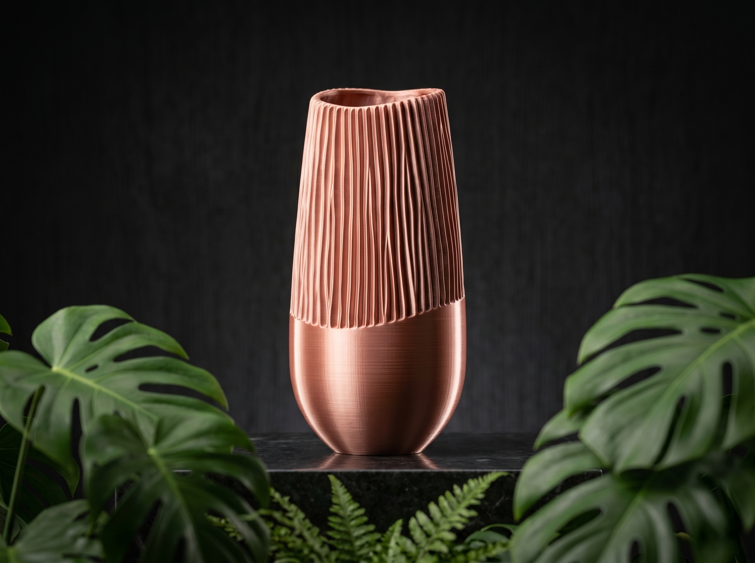 Miniatura 2 do modelo 3D LineRidge Vase – Minimal Ribbed Flower Vase