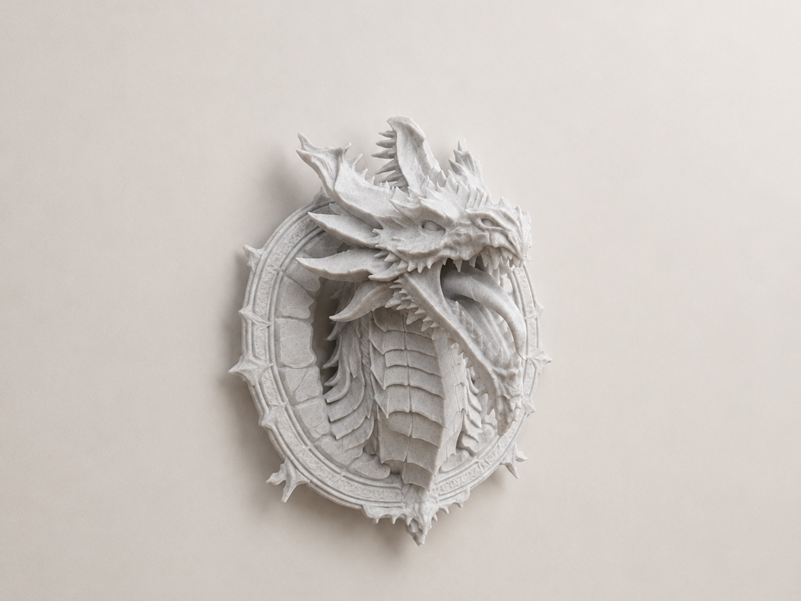 Mythical dragon wall relief 