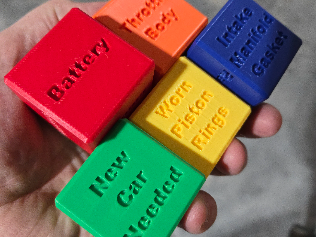 The Shrug & Roll Automotive Diagnostics Dice