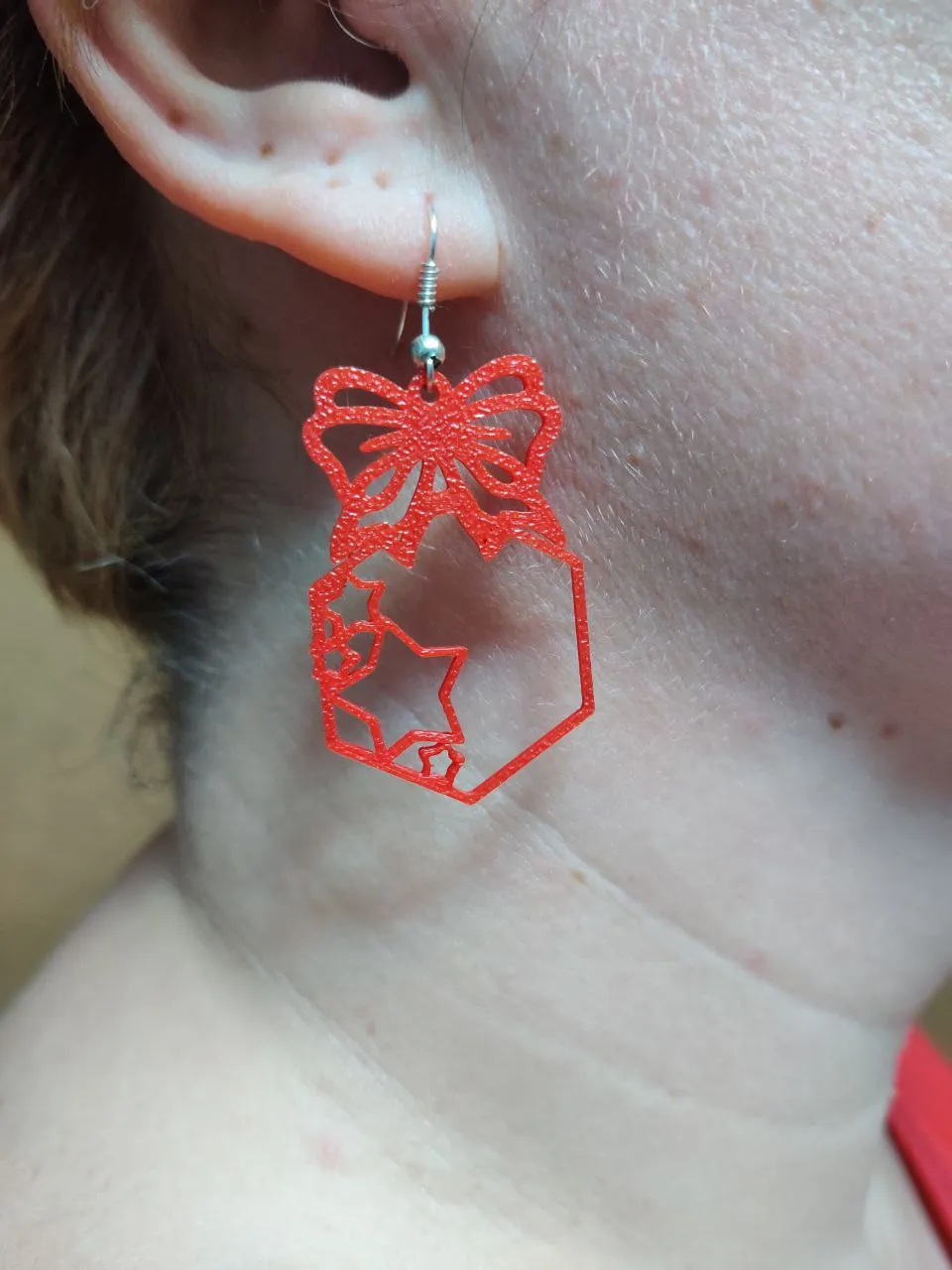 Hexagon Star Cluster Bow Earrings view 4