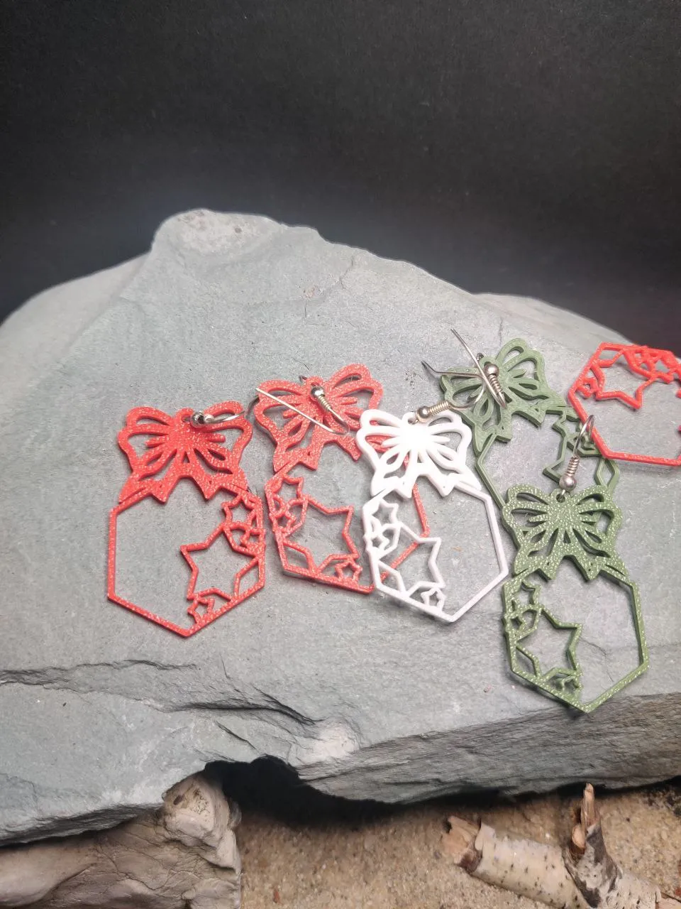 Hexagon Star Cluster Bow Earrings view 2
