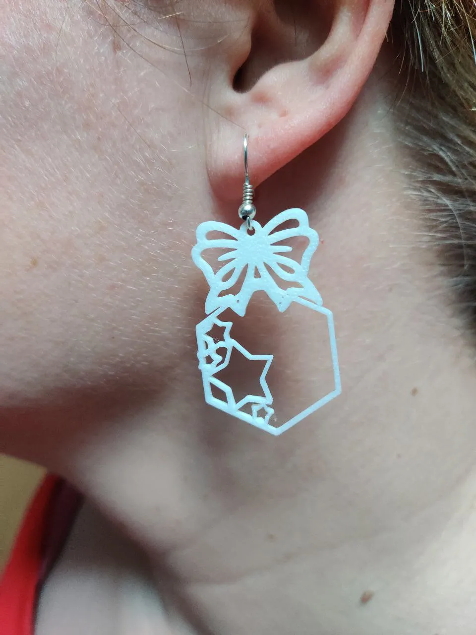 Hexagon Star Cluster Bow Earrings view 3