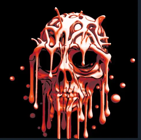 trippy skull abstract art 2d HUEFORGE 4 color print