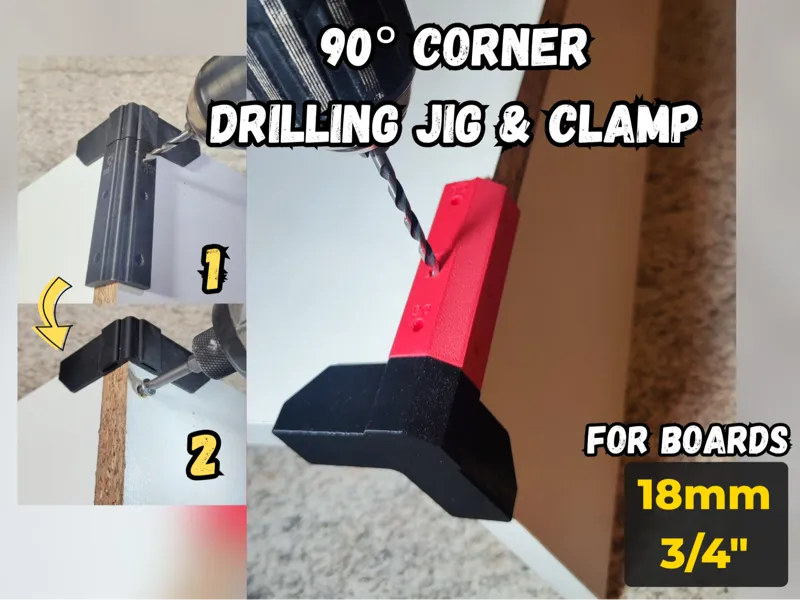 90° Corner Jig & Clamp 2in1 (18mm - 3/4" Boards)