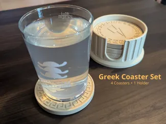 Greek Mythology Coaster Set with Holder