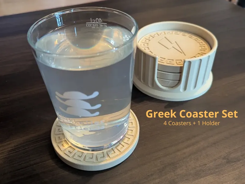 Greek Mythology Coaster Set with Holder