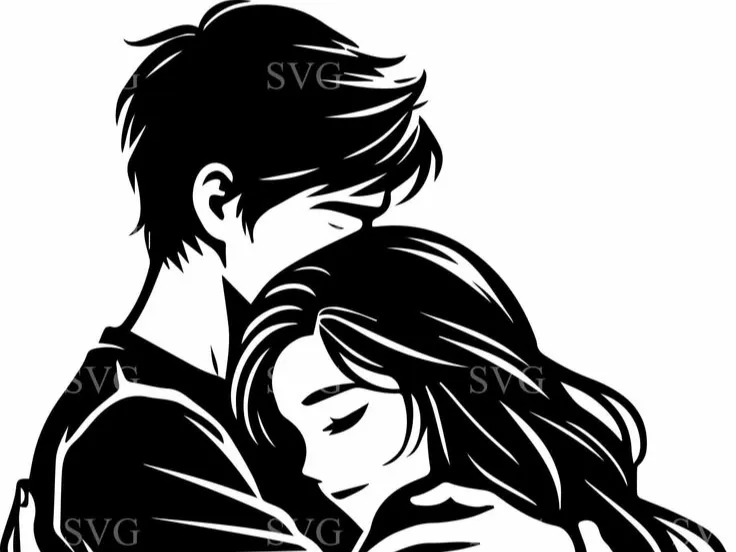 Hugging couple wall art