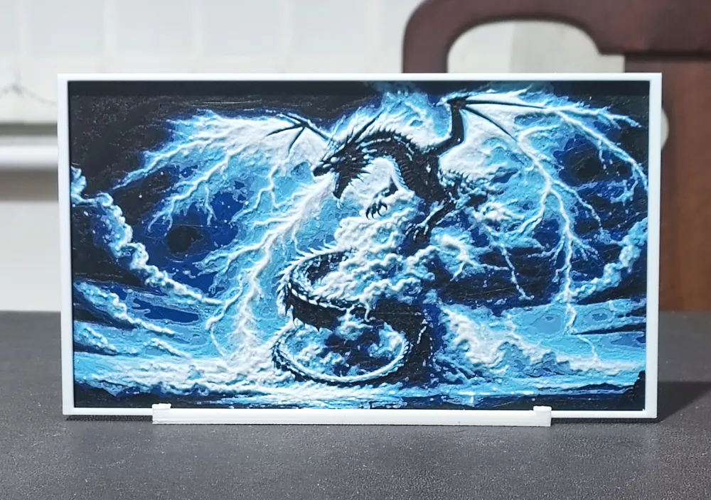 Storm Dragon - HueForge 4 Color - Free 3D Print Model - MakerWorld